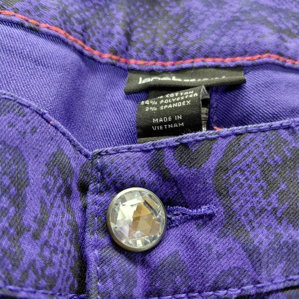 Lane Bryant Size 22 Skinny Jeans Snake Print Purple Black Stretch Pants 42x29.5 - Picture 3 of 12